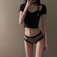 Celana Dalam Wanita Motif Leopard Berenda Seksi, Bahan Polyester Katun Antibakteri, Bagian Crotch Sutra Es Tanpa Jahitan, Bernapas, Model Low-rise, ODM