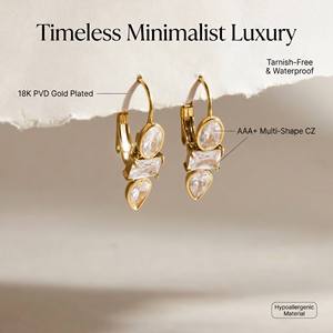 Boucles d'oreilles clous Jeding en acier inoxydable plaqué or 18 carats avec zircon, sensation de luxe léger, ne ternissent pas, pour femme, transfrontalier - Product Image 1