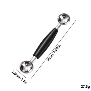 Cuillère à melon manuelle double face en acier inoxydable avec trou de drainage, ergonomique et antidérapante, pour fruits et crème glacée, ustensile de cuisine et pâtisserie - Product Image 5