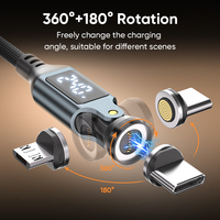 (Nuevo 2026) Cable de Carga Rápida y Datos 3 en 1 Tipo C (USB-C) de 9 Pines y 240W con Rotación de 540° y Pantalla Digital para Teléfono y Portátil, 5A
