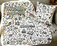 Manta de Franela Suave para Niños, Lavable, Reutilizable, con Diseño de Animales del Bosque, para Colorear y Pintar, Regalo para el Hogar Infantil