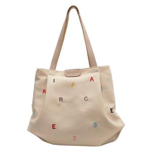 Sac fourre-tout décontracté et élégant avec lettres brodées, design original, idéal pour les trajets quotidiens, les étudiants, confortable à porter à l'épaule ou en bandoulière - Product Image 6