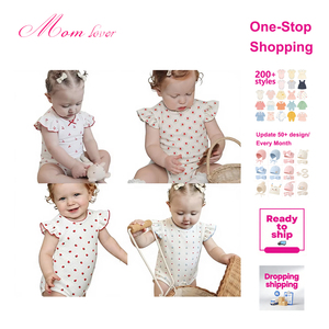 2026 Pelele de verano para niñas, mono de algodón <span class=keywords><strong>con</strong></span> mangas abullonadas y cierre de un solo botón, ideal para salidas de bebés. - Product Image 1
