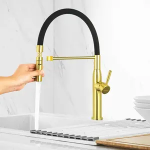Manufacturer Customizable high quality hot and cold mixer 304 gold faucet SUS Single Handle material golden kitchen sink faucet