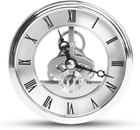 Mouvement d'horloge squelette de 97 mm/3,82 po, inserts d'horloge transparents avec chiffres romains, remplacement de montre miniature ronde à quartz