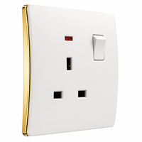 Interrupteur d'éclairage en laiton, design incurvé, avec bordure plaquée or, isolation ignifuge, indice de protection IP20, décoration moderne pour la maison
