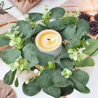Couronne de bougies en eucalyptus écologique, décoration de table pour Pâques et mariages, verdure artificielle, porte-verre à vin, vente en gros