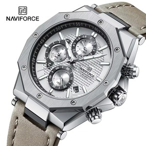 Drioshipping Auto Date Luminous <b>Hands</b> <b>Clock</b> Men Fashion Quartz Sport Waterproof Chronograph Genuine Leather Strap Wristwatch - Product Image 1