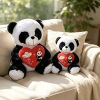 Cadeau de la Saint-Valentin, peluche panda en peluche avec cœur rouge, rembourrage en coton PP