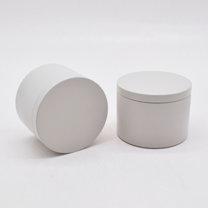 定制蜡烛制作用空圆形锡盒锡蜡烛罐容器米色奶油白色蜡烛罐8盎司 - Product Image 2