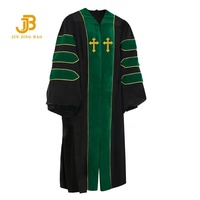 Robe de chœur brodée en gros, uniforme scolaire, robe de graduation doctorale de luxe en velours avec passepoil doré