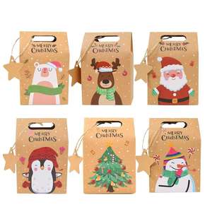 Festival de Navidad Santa Elf Muñeco de nieve Oso Reno Kraft Diseños con etiquetas de estrellas Goodie Regalo Cajas de dulces - Product Image 1