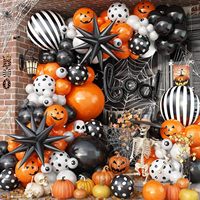 Kit d'arche de ballons Halloween BOO Orange Noir Blanc Fantôme Citrouille Latex Œil Araignée Étoile en aluminium Décoration de fête d'horreur Trick or Treat