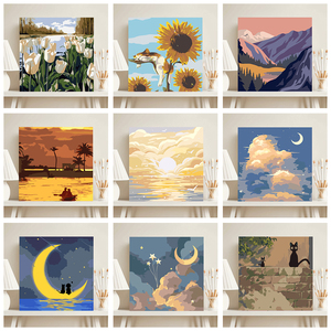 Kit de Pintura al Óleo Digital DIY con Marco de Madera Sólida Panwenbo, Pintura por Números con Lienzo Enmarcado <span class=keywords><strong>para</strong></span> Colorear Manualmente - Product Image 1