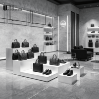 Présentoir de Luxe en Métal pour Chaussures, Nouveau Design, Présentoir Rond Brossé Argenté pour Sacs à Main