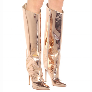 Colors Custom Women Mirror Metallic <b>Knee</b> <b>High</b> Boots Pointed Toe Stiletto Boots Calf <b>High</b> Long Boots for Lady <b>High</b> Heels Shoes - Product Image 4