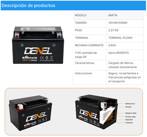 Batería de Motocicleta de 12V 7AH, Batería de Plomo-Ácido, Repuestos para Motocicleta, Accesorios para Scooter para TVS Lifan BMW Honda <span class=keywords><strong>Kazuki</strong></span> ZONSEN - Product Image 3