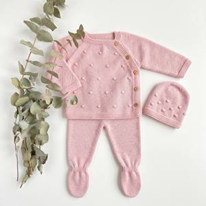 Combinaison pour bébé nouveau-né, combinaison en coton doux personnalisée, ensemble de <span class=keywords><strong>3</strong></span> vêtements, pull, pantalon, chapeau, tenues pour bébés garçons et filles, unisexe - Product Image 2
