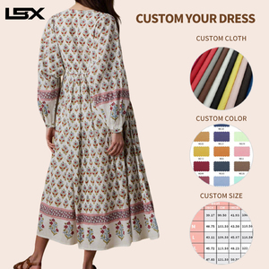 <span class=keywords><strong>Robe</strong></span> longue d'été décontractée personnalisée à imprimé floral, asymétrique à une épaule, coupe ample, style bustier, manches longues très élastiques, en dentelle - Product Image 2
