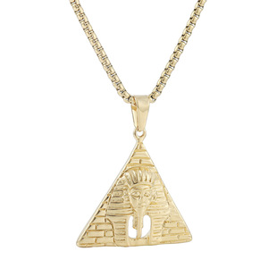 Collar con colgante de pirámide yunnique, diseño de faraón de acero inoxidable dorado para hombres y mujeres, joyería de moda 122019 - Product Image 5