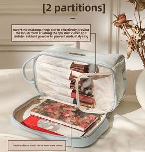 Bolsa de Aseo Portátil Multicapa al por Mayor, Bolsa de Cosméticos de Viaje Impermeable, Bolsa Organizadora de Maquillaje de Cuero PU con Cremallera - Product Image 4