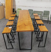 Meubles de décoration de café, table haute et chaise en bois massif avec pieds en acier, mobilier commercial pour café