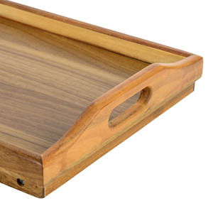 Plateaux de service pliables multifonctionnels en bois d'acacia naturel, très vendus, avec poignées latérales et pieds - Product Image 4