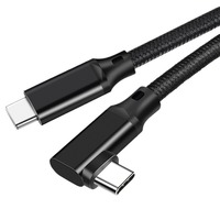 USB3.2 double mâle 5A 100W coude type-c c à c 20Gbps câble de données VR, connexion de liaison, câble de projection d'écran 4k