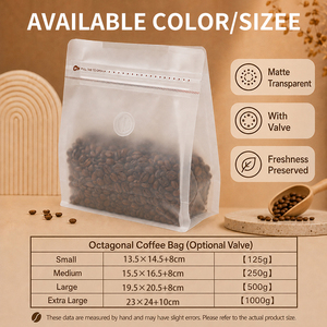 Bolsa de Embalaje para Granos de Café con Logotipo Personalizado, Mate, Resistente a la Humedad, con Cierre de Cremallera y Válvula Superior para Alimentos - Product Image 2