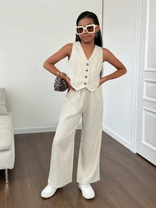 Conjunto de Ropa para Adolescentes, Chaleco + Pantalones Holgados, Conjunto de 2 Piezas para <span class=keywords><strong>Niñas</strong></span> - Product Image 4