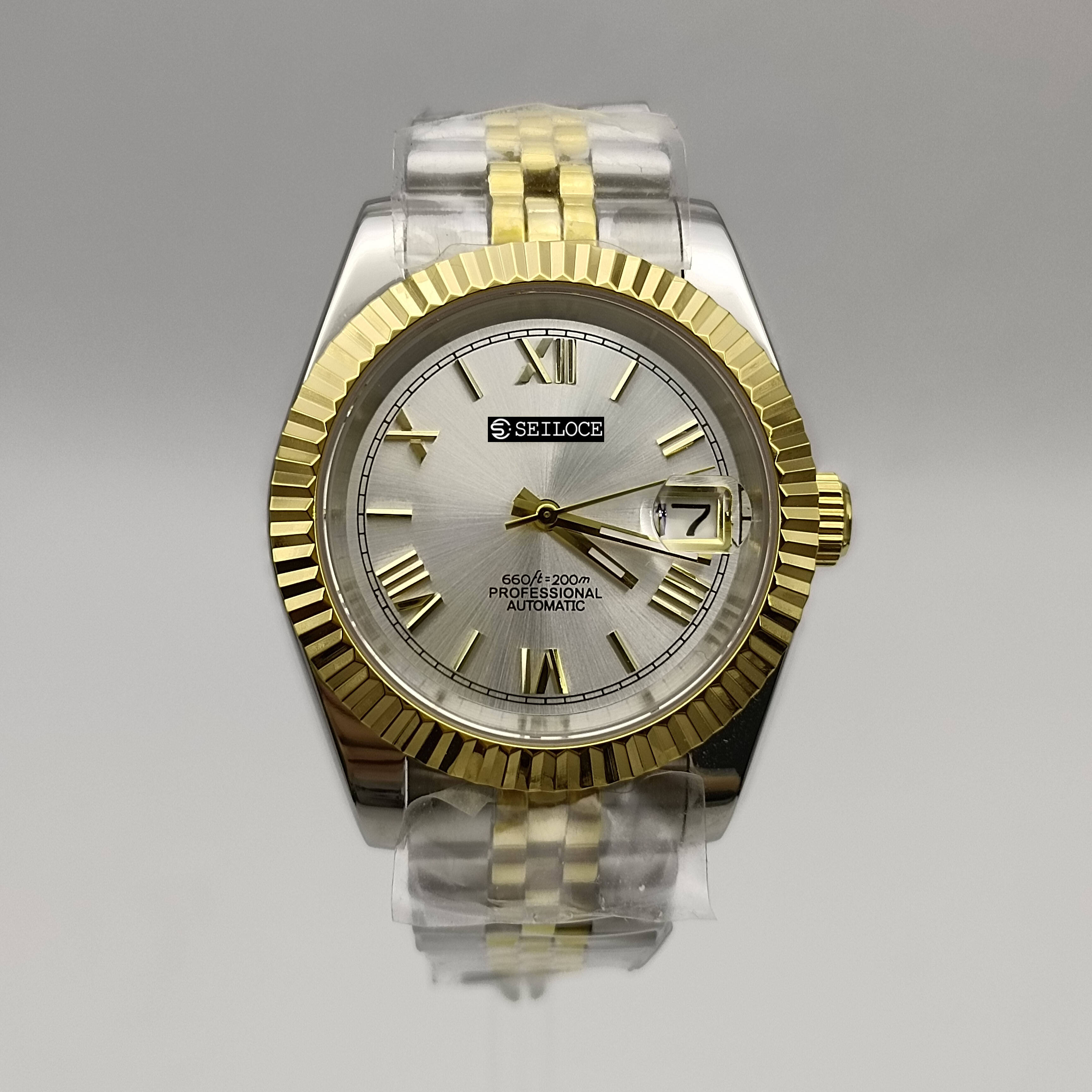 Gold Silver Case+White Dial