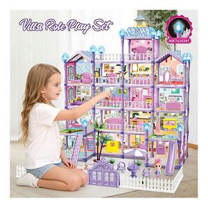 <b>Large</b> Doll House for Girls Villa Mansion Toy With Balcony Pool <b>Slide</b> Elevator Furniture Story Play Gift - Product Image 3