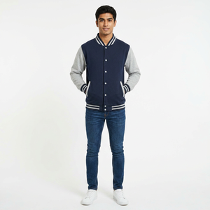 Men's <b>Leather</b> Varsity <b>Jacket</b> with Logo Patch <b>Long</b> Sleeves Fur Decoration for Winter Sport Work School Baseball-Letterman Style - Product Image 1