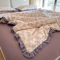 Ensemble de draps de lit de conception d'impression de gaze double couche personnalisé en usine 100% couette