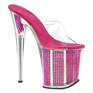 Chaussures de Pole Dance à Talons Hauts de 20 cm en Cristal et Diamants Fins pour Femmes, Bout Ouvert, Style Tongs, Talon Aiguille, À Enfiler, Hauteur Accrue, Robe d'Été - Product Image 6