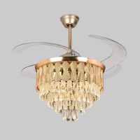 Ventilateur de plafond invisible à LED avec lumière, 42 pouces, 6 vitesses, 4 pales, moteur DC, télécommande, design européen, pour chambre à coucher