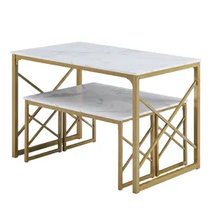 Set <span class=keywords><strong>da</strong></span> Pranzo Moderno di Lusso Estensibile in Metallo con Sedie per <span class=keywords><strong>4</strong></span> Persone, <span class=keywords><strong>Tavolo</strong></span> <span class=keywords><strong>da</strong></span> Colazione - Product Image 3