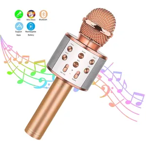 Mini enceinte bluetooth sans fil ws858, support de microphone, carte tf, lecteur usb, ktv, fête à domicile, adapté à la chant song