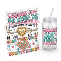 Paquete de Pegatinas de Cristal Autoadhesivas Universales para Múltiples Superficies, con Diseños Variados de Dibujos Animados UV, para Vasos y Tazas, al por Mayor
