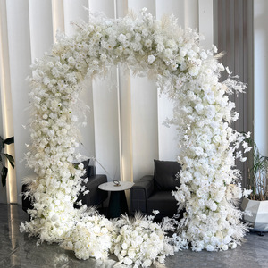 Arco Nuziale <span class=keywords><strong>Bianco</strong></span> di 2,4m, <span class=keywords><strong>Cancello</strong></span> di Fiori Artificiali con Ortensie e Rose per Decorazioni Matrimoniali sul Prato - Product Image 5