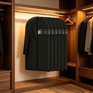 Non Woven Fabric Garment With Clear Window Suit Clothes Dust <b>Cover</b> Breathable Wardrobe Storage Bag for Hanging - Product Image 3