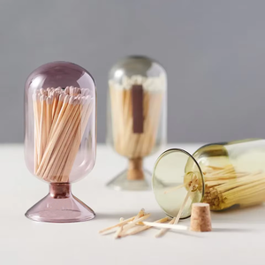 Usine taille personnalisée couleur forme soufflé borosilicate nervuré clair Match Cloche verre Match Cloche - Product Image 1