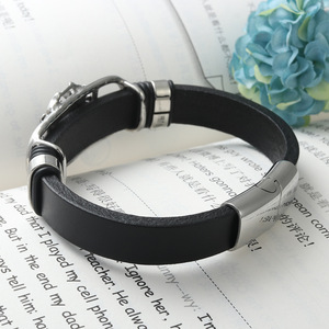 Titanium Steel Skull <b>Bracelet</b> Black Flame Design Fashion <b>Cuff</b> Jewelry Gift - Product Image 2