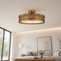 Plafonnier Jingshi Lighting Antique Gold Feather Crown, abat-jour laiteux chaud, éclairage douillet pour chambre à coucher