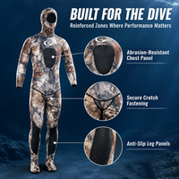 Combinaison de plongée en néoprène 5 mm camouflage deux pièces pour la pêche sous-marine, veste à capuche et pantalon, vente en gros en vrac pour la plongée sous-marine et la plongée libre - Direct Usine
