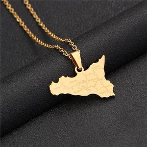 Collares con Colgante <span class=keywords><strong>de</strong></span> <span class=keywords><strong>Mapa</strong></span> <span class=keywords><strong>de</strong></span> <span class=keywords><strong>Sicilia</strong></span> y Nombres <span class=keywords><strong>de</strong></span> Ciudades, <span class=keywords><strong>de</strong></span> Acero Inoxidable, para Hombre y Mujer, Joyería Italiana <span class=keywords><strong>de</strong></span> <span class=keywords><strong>Sicilia</strong></span>, Regalo, Venta al Por Mayor - Product Image 3