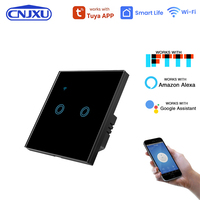 Interrupteur mural intelligent WiFi Tuya 1/2/3/4 gangs 110V/220V avec prise en charge RF433 et Alexa, compatible câblage sans neutre ou avec neutre