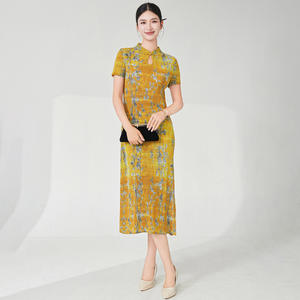 Miyake 2025 été nouveau style chinois de haute qualité rétro haut de gamme robe imprimée élégante robe de soirée - Product Image 1