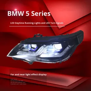 Phares avant à LED avec clignotants DRL et sourcils bleus modifiés pour BMW Série 5 E60 Thunder Edition 03-10, 12V - Product Image 5