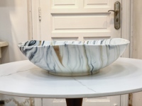 Lavabo artistique en céramique émaillée à motif marbre, cuite à haute température, pour salle de bain